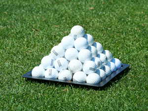 Pyramid of practice golf balls