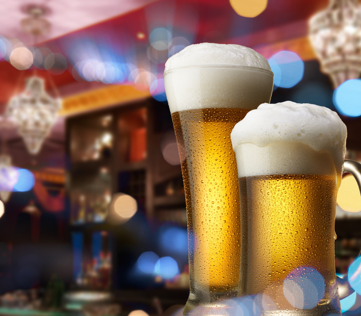 beers on bar counter